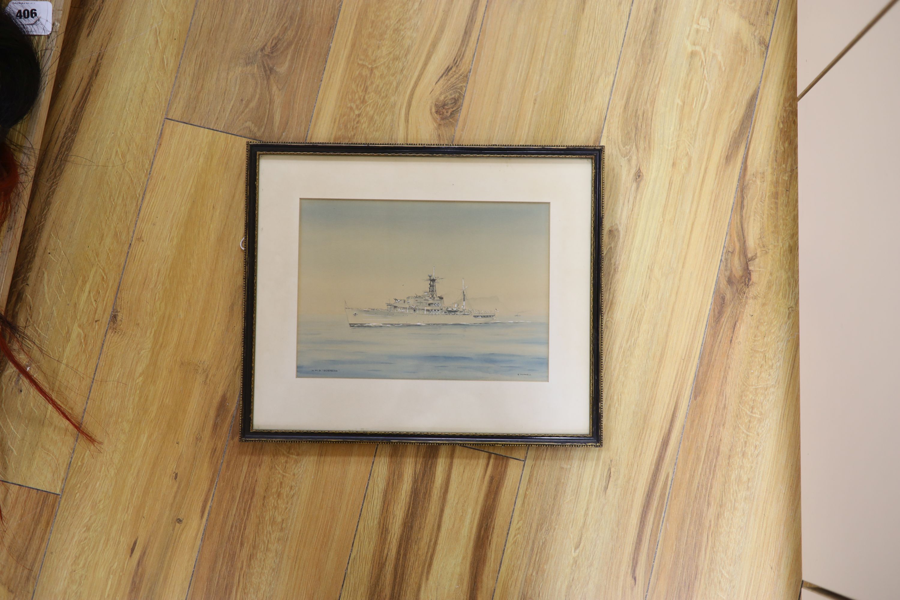 Eric Erskine Campbell Tufnell (1888-1978), watercolour, 'HMS Surprise', signed, 19 x 27cm